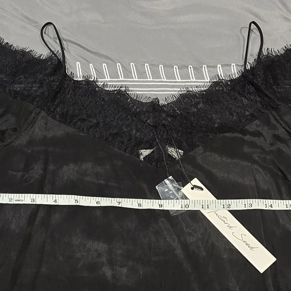 Mustard Seed Silky Blouse With Lace Details Size Small - Picture 6 of 7